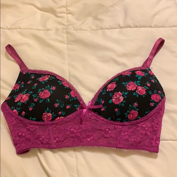 Womens Mauve Hidden Agenda Longline Bra Black And Mauve Bra